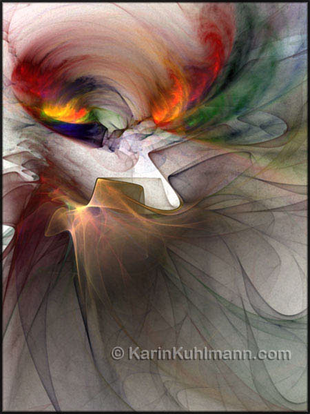 Abstrakte Illustration "Tragoedie", abstrakte Bildkomposition im Stil des Expressionismus. Digitale Kunst, gestaltet mit dem Computer von Karin Kuhlmann.