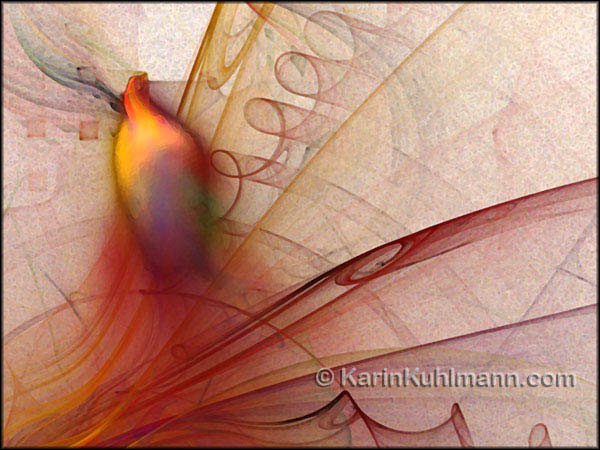 Abstrakte Illustration "Spuren hinterlassen", abstrakte Bildkomposition im Stil des Expressionismus. Digitale Kunst, gestaltet mit dem Computer von Karin Kuhlmann.