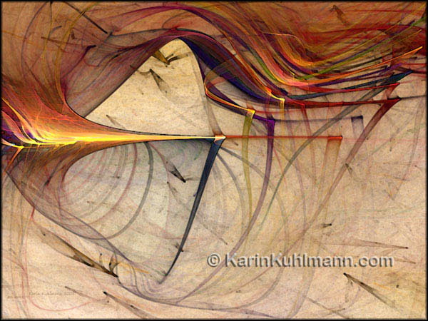 Abstrakte Illustration "Unter die Haut", abstrakte Bildkomposition im Stil des Expressionismus. Digitale Kunst, gestaltet mit dem Computer von Karin Kuhlmann.