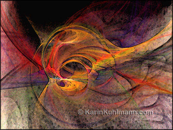 Abstrakte Illustration "Lebenszyklus", abstrakte Bildkomposition im Stil des Expressionismus. Digitale Kunst, gestaltet mit dem Computer von Karin Kuhlmann.