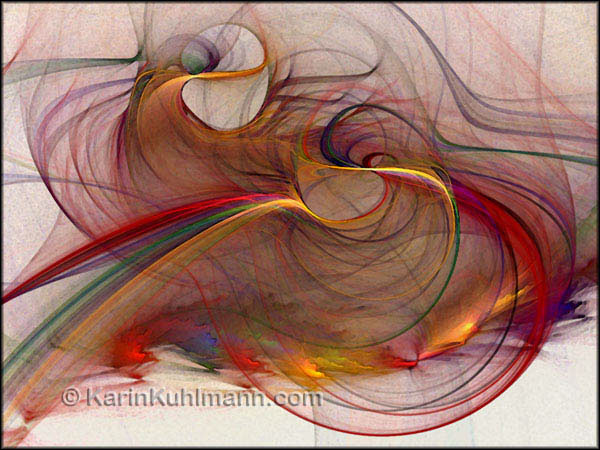 Abstrakte Illustration "Zuendstoff", abstrakte Bildkomposition im Stil des Expressionismus. Digitale Kunst, gestaltet mit dem Computer von Karin Kuhlmann.