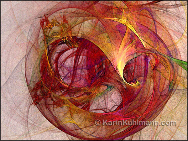 Abstrakte Illustration "Raumforderung", abstrakte Bildkomposition im Stil des Expressionismus. Digitale Kunst, gestaltet mit dem Computer von Karin Kuhlmann.