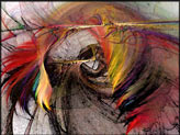 Malerisch abstrakte Bildkomposition "The Huntress", expressionistische, abstrakte Digitale Kunst.