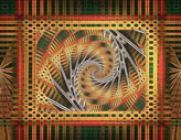 Abstrakt geometrische Bildkomposition "Gerahmtes Spiel", geometrisch abstrakte digitale Kunst, gestaltet mit dem Computer von Karin Kuhlmann.