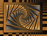 Abstrakt geometrische Bildkomposition "Goldene Welle", geometrisch abstrakte digitale Kunst, gestaltet mit dem Computer von Karin Kuhlmann.