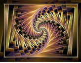 Abstrakt geometrische Bildkomposition "Gruesse an Vasarely", geometrisch abstrakte digitale Kunst, gestaltet mit dem Computer von Karin Kuhlmann.