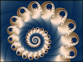 Fraktal Komposition "Sonntags Spirale" abstraktes Fraktal mit Spiralen. Digitale Kunst von Karin Kuhlmann.