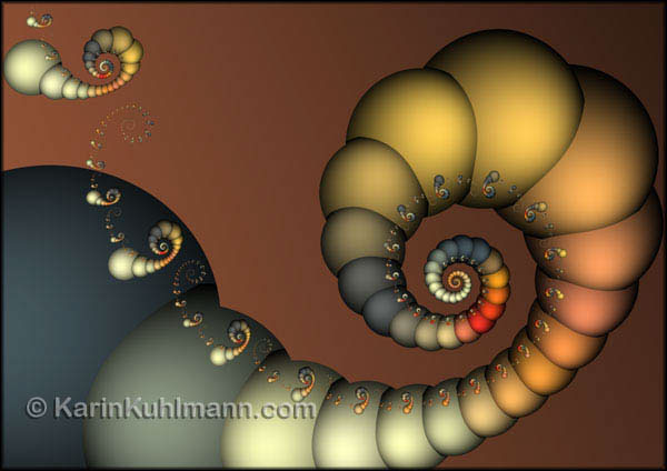 Dekoratives Fraktal Design "Doppelter Loop", abstrakte Fraktal Kunst mit Spiralen. Digitale Kunst, gestaltet mit dem Computer von Karin Kuhlmann.