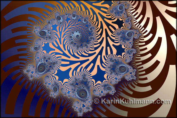 Geometrisch abstraktes Fraktal Design "Ornamental". Digitale Fraktal Kunst gestaltet mit dem Computer von Karin Kuhlmann.