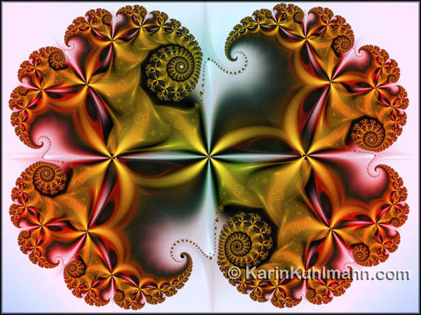 Geometrisch abstraktes Fraktal Design "Treasure". Digitale Fraktal Kunst gestaltet mit dem Computer von Karin Kuhlmann.