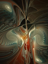 abstrakte Illustration "Mondlicht Serenade", abstraktes Fraktal Bild mit Spiralen. Digitale Kunst, gestaltet mit dem Computer von Karin Kuhlmann.