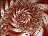Fraktalbild "Marzipan Spirale", geometrisch abstraktes Fraktal mit Spirale. Digitale Kunst.