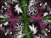 Fraktalbild "Origami", geometrisch abstraktes Fraktal mit Spiralen. Digitale Kunst.