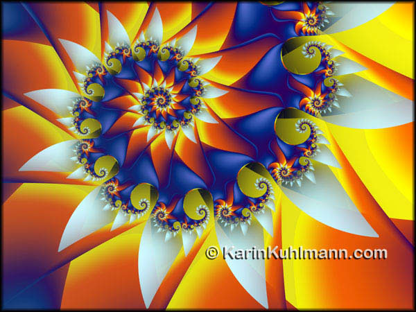 Geometrisch abstrakte Fraktal Komposition "Windmuehle". Digitale Fraktal Kunst gestaltet mit dem Computer von Karin Kuhlmann.
