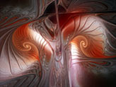 Fraktalbild "Morgenroete", Fraktal mit Spiralen. Digitale Kunst und Mathematik.