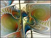 transluzentes Fraktalbild "Reflektierte Spiralen", Fraktal mit Spiralen. Digitale Kunst und Mathematik.